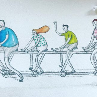Gallery image: Family Tandem Commission, framed original family prtrait commission by Jane Middleton Art.