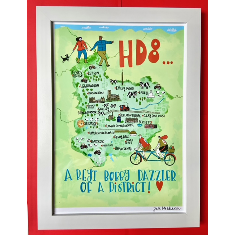 HD8 Tea Towel illustration by Jane Middleton Art