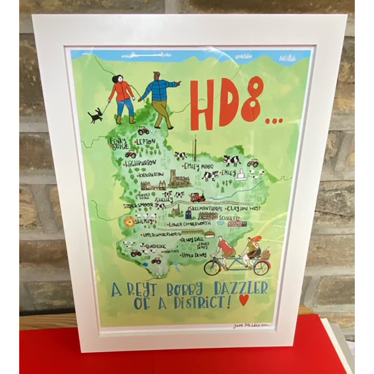 HD8 Tea Towel illustration by Jane Middleton Art