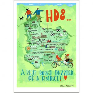 HD8 Tea Towel illustration by Jane Middleton Art