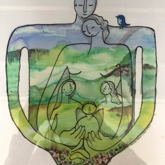 My World Right There, framed original family prtrait commission by Jane Middleton Art.
