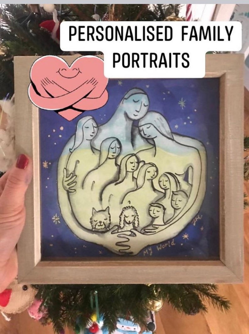 Gallery image: My World Right There, framed original family prtrait commission by Jane Middleton Art.