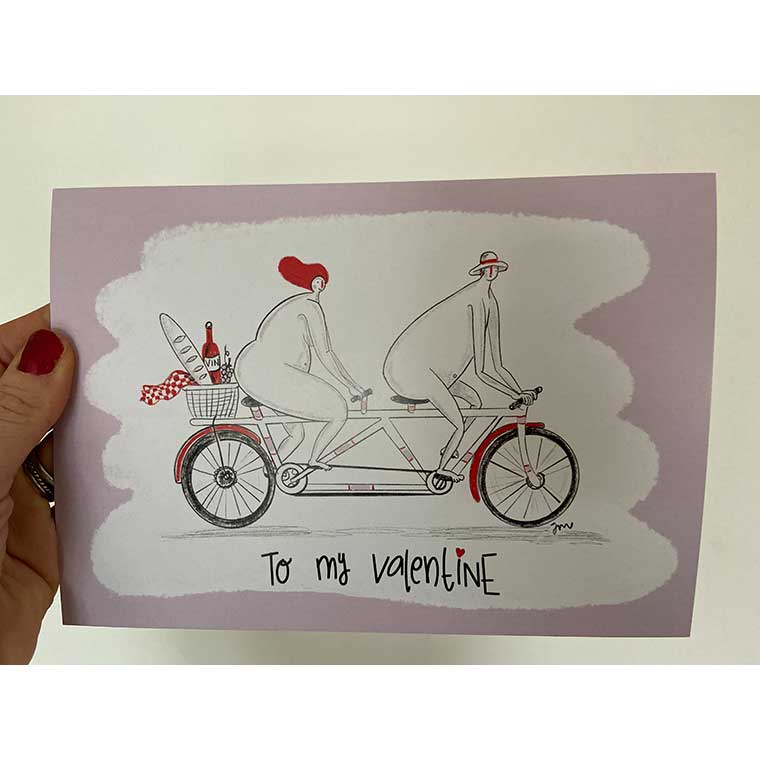 e my valentine card. A couple peddling on their bicycle in the nude! A funny one to make your loved one smile.