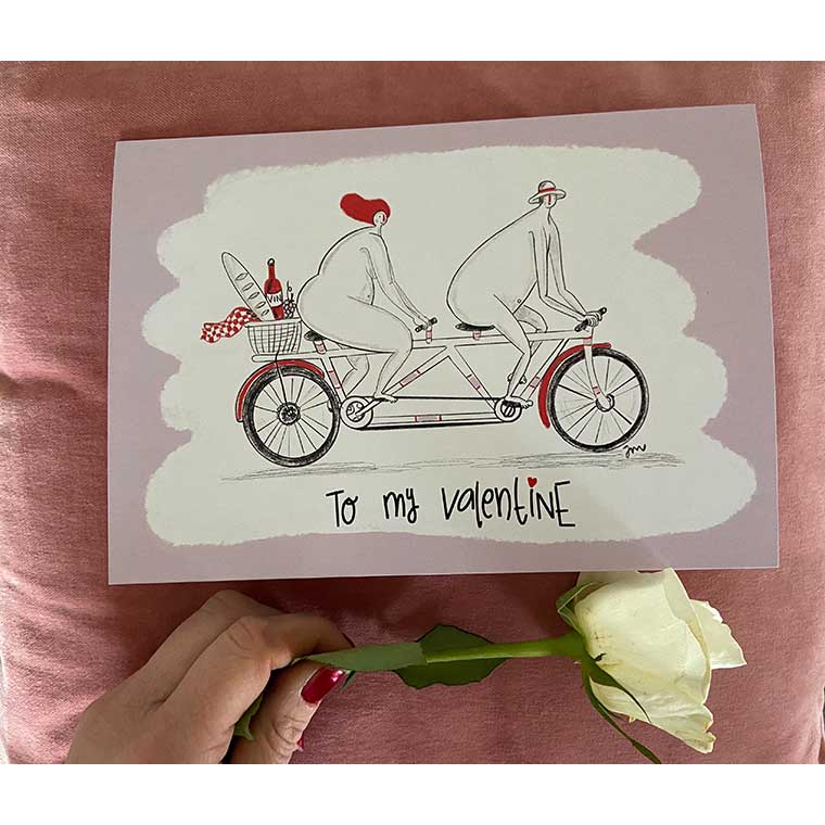 e my valentine card. A couple peddling on their bicycle in the nude! A funny one to make your loved one smile.