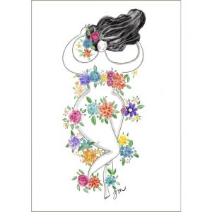 Nude ith flowers, Fleur, A3 giclee print from Jane Middleton Art