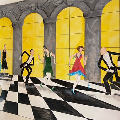 1920's dining room wall murals by Jane Middleton Art