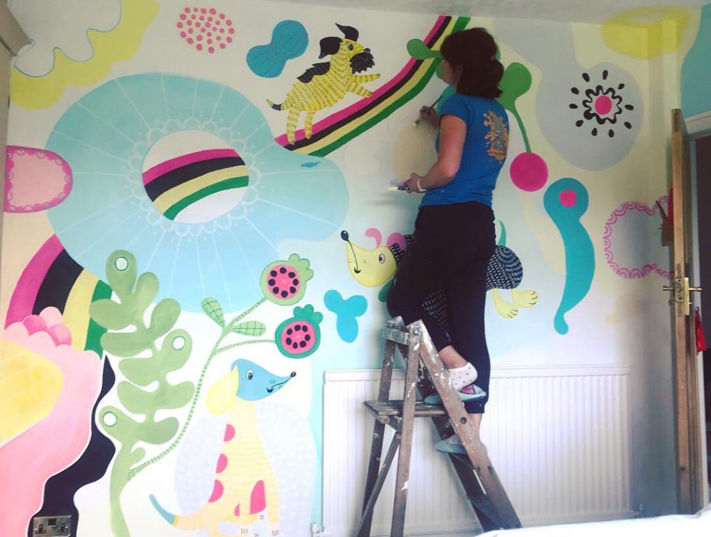 Dogs & Abstract Shapes wall mural by Jane Middleton Art