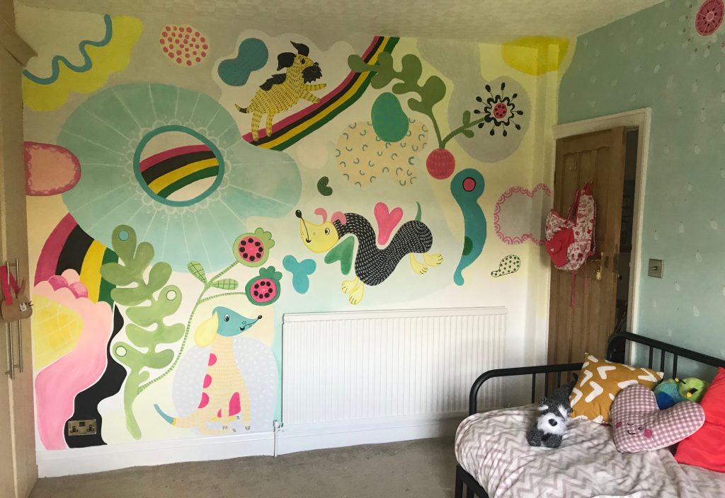 Dogs & Abstract Shapes wall mural by Jane Middleton Art