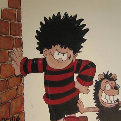 Denis the menace and Gnasher theme for child's bedroom wall mural by Jane Middleton Art