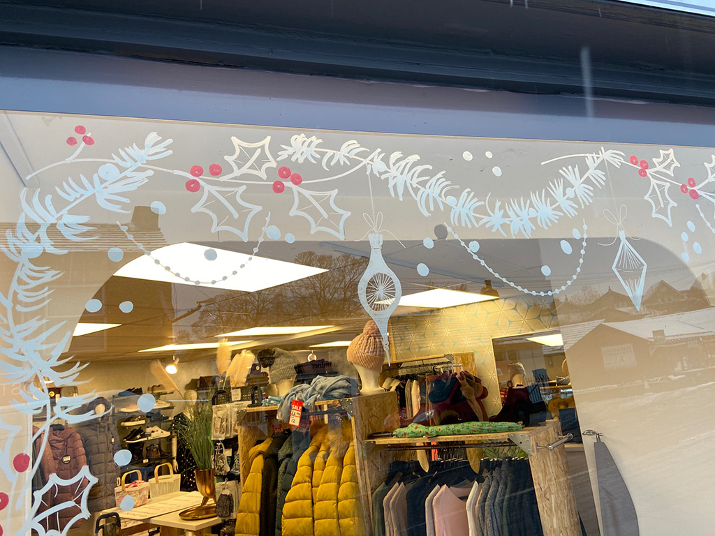 Dare Boutique Dare Boutique, window murals by Jane Middleton Art