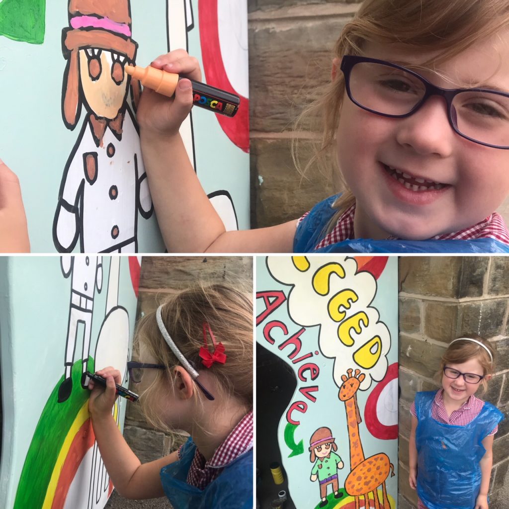 Shepley First School Outdoor mural by Jane Middleton Art