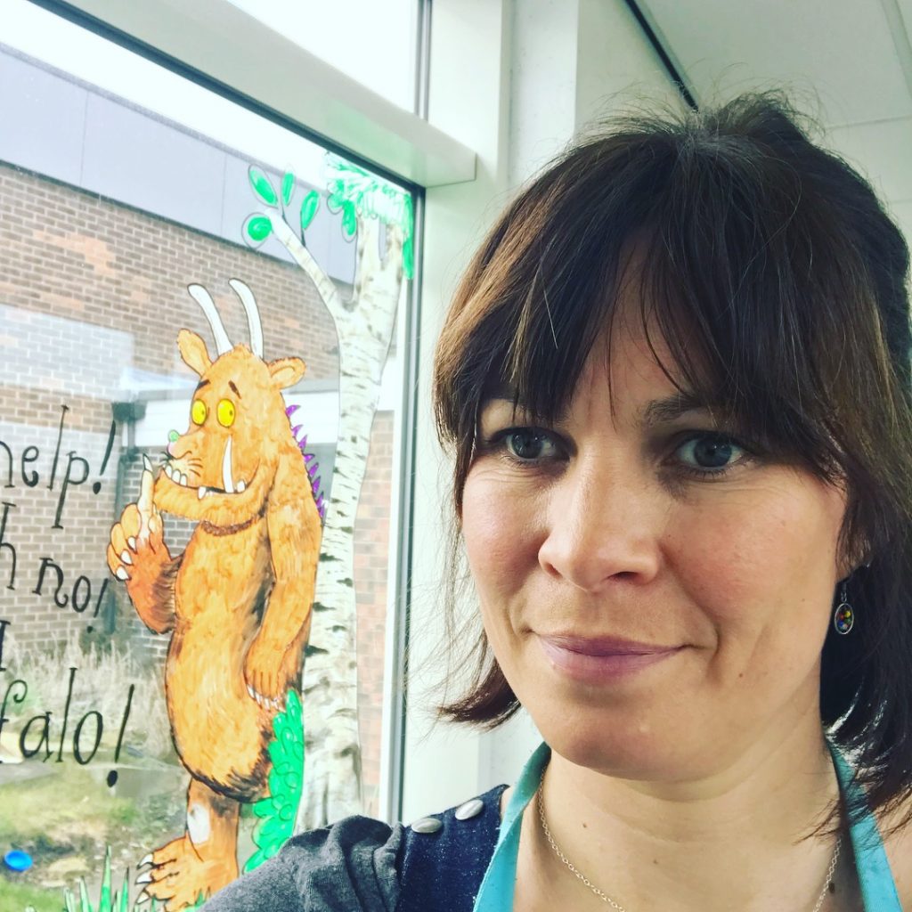 Window murals at St Josephs Catholic Primary School Huddersfield by Jane Middleton Art