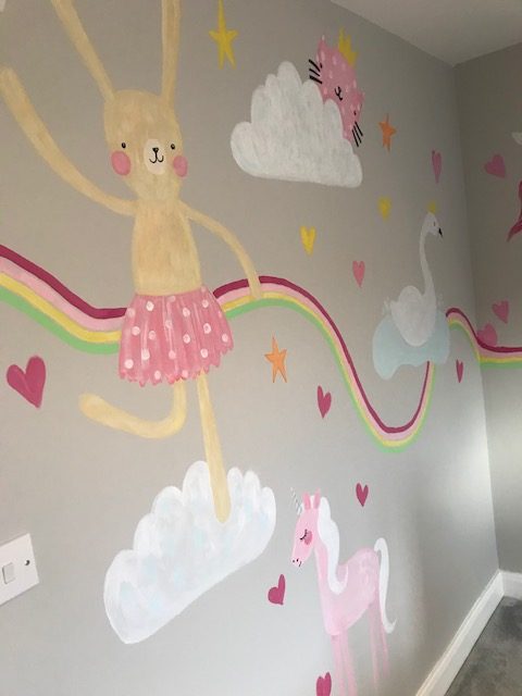 girls-bedroom-shepley Wall mural in girl's bedroom in Shepley by Jane Middleton Art