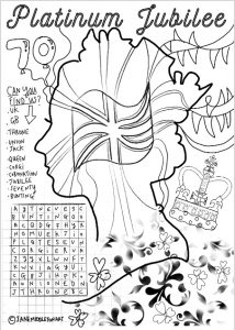 Platinum jubilee free drawing to colour from Jane Middleton Art