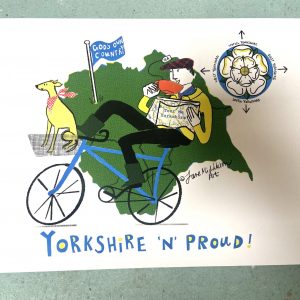 MAN riding bike: Yorkshire n proud A4 print