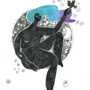Black bird lady illustration