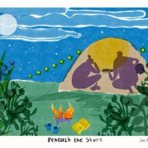 ‘Beneath the stars’ camping A3 print