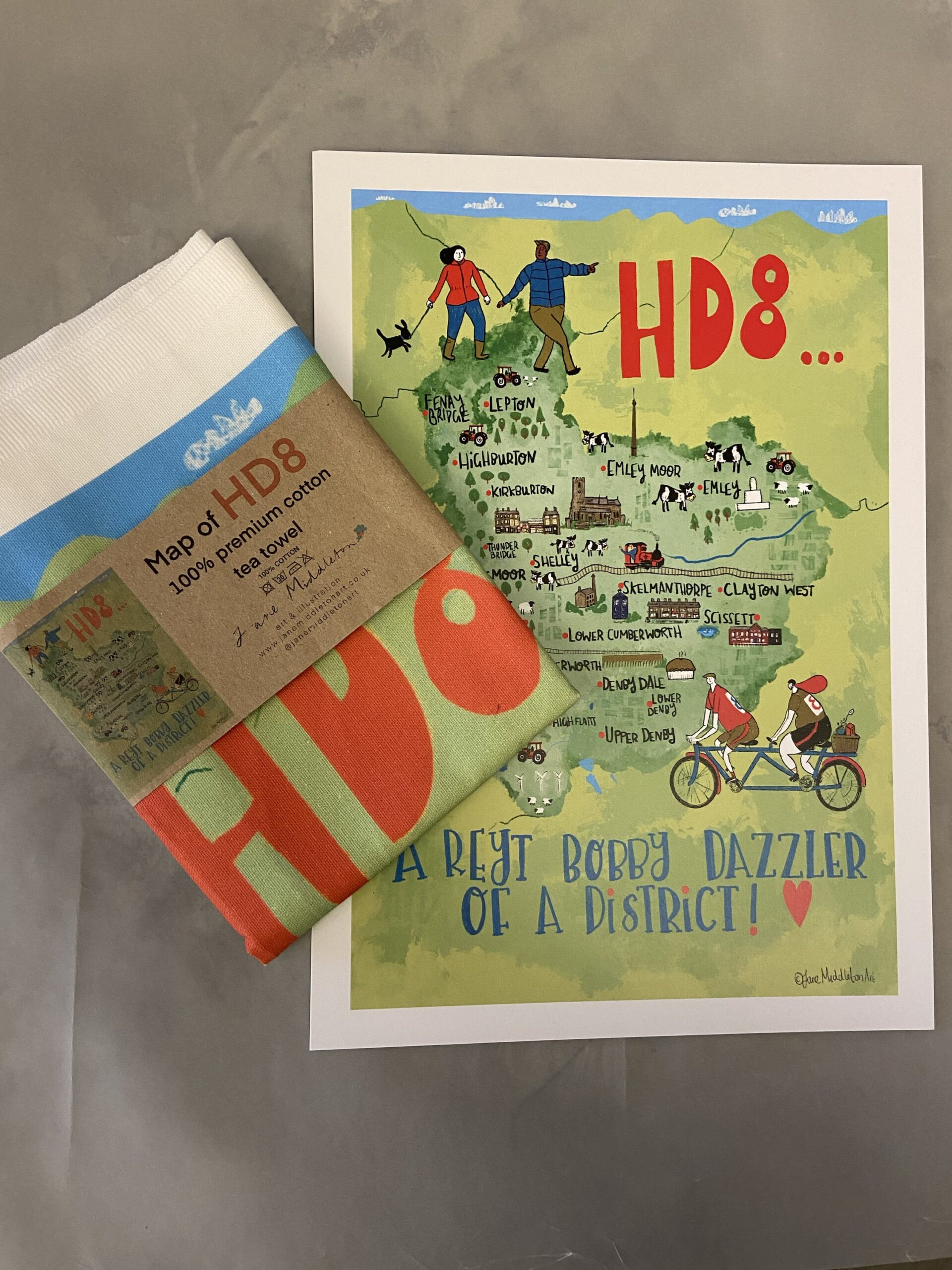HD8 district bundle (tea towel and A4 print)