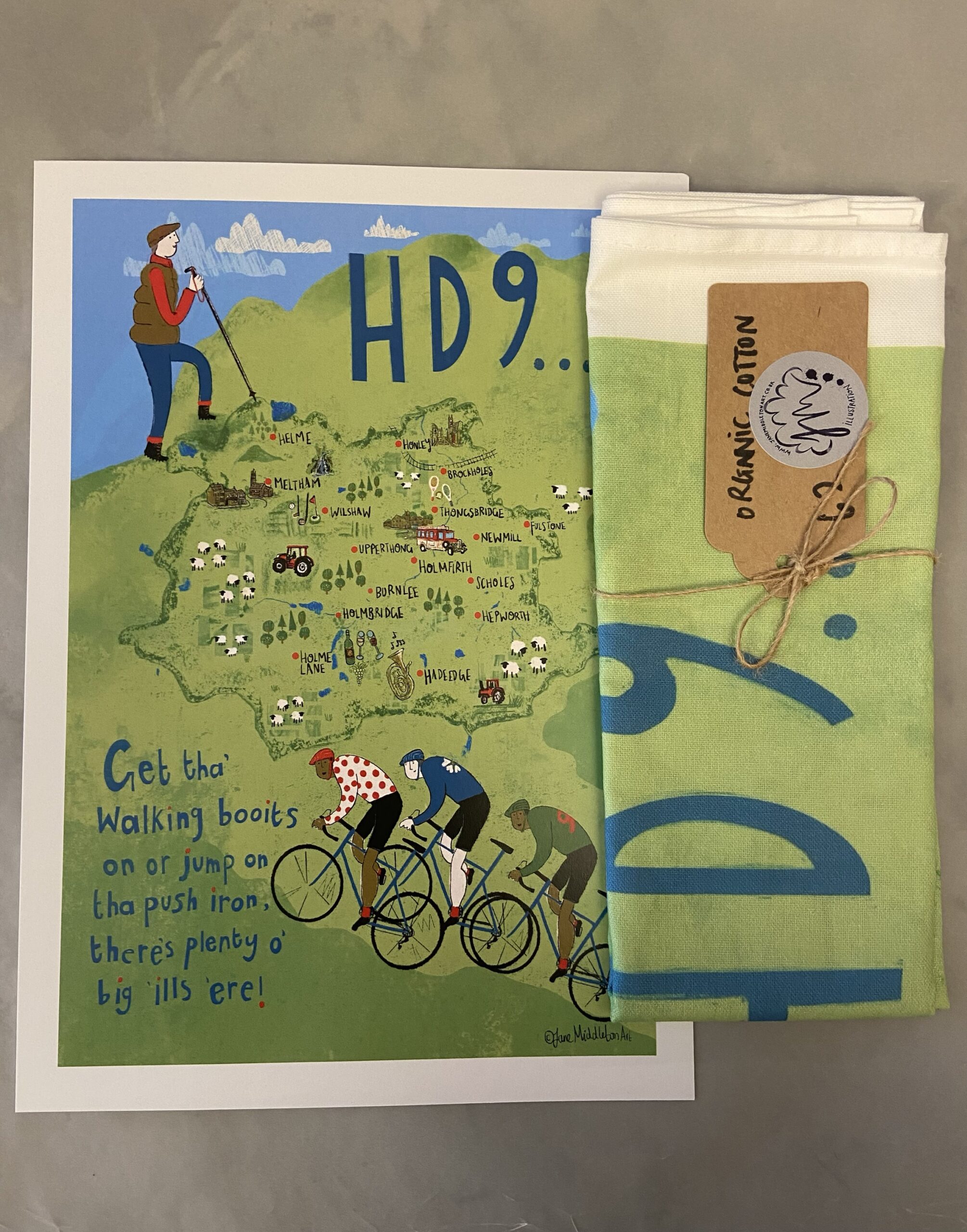 HD9 district bundle (A4 print and tea towel)