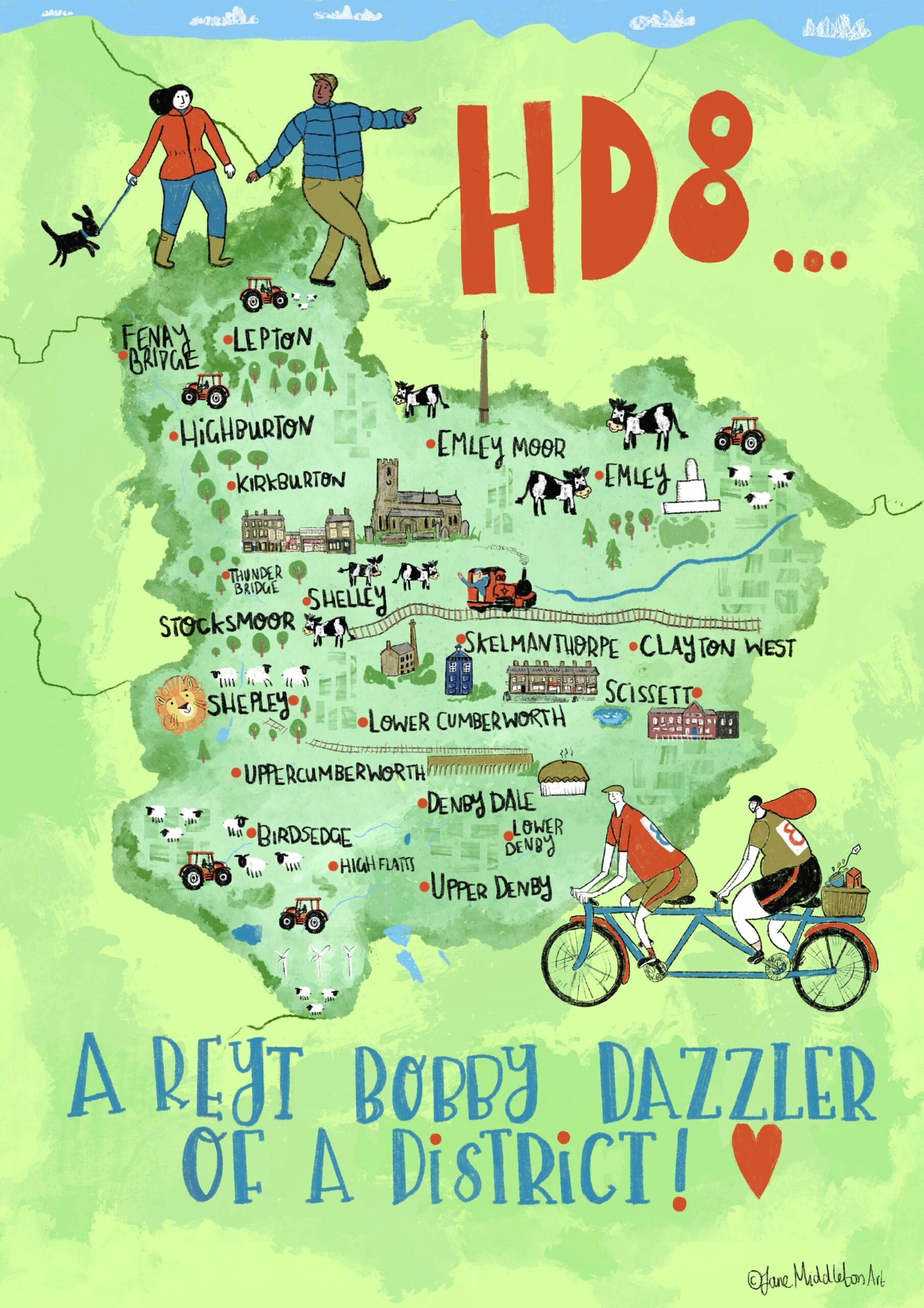 HD8 district bundle (tea towel and A4 print) - Image 2