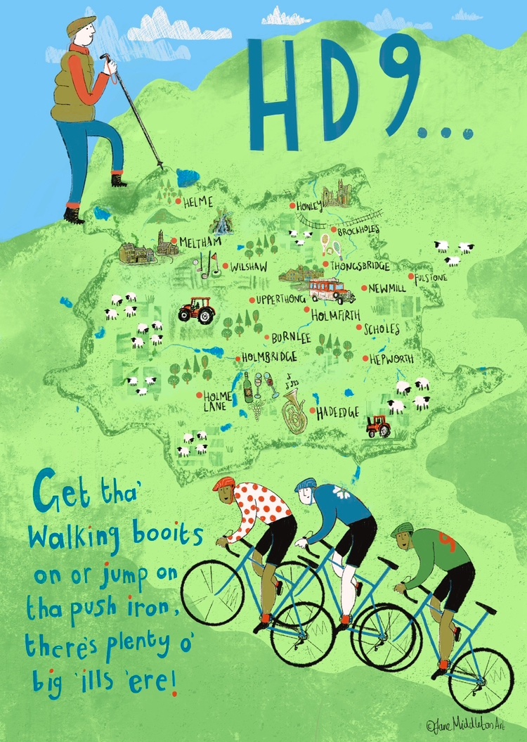 HD9 district bundle (A4 print and tea towel) - Image 2
