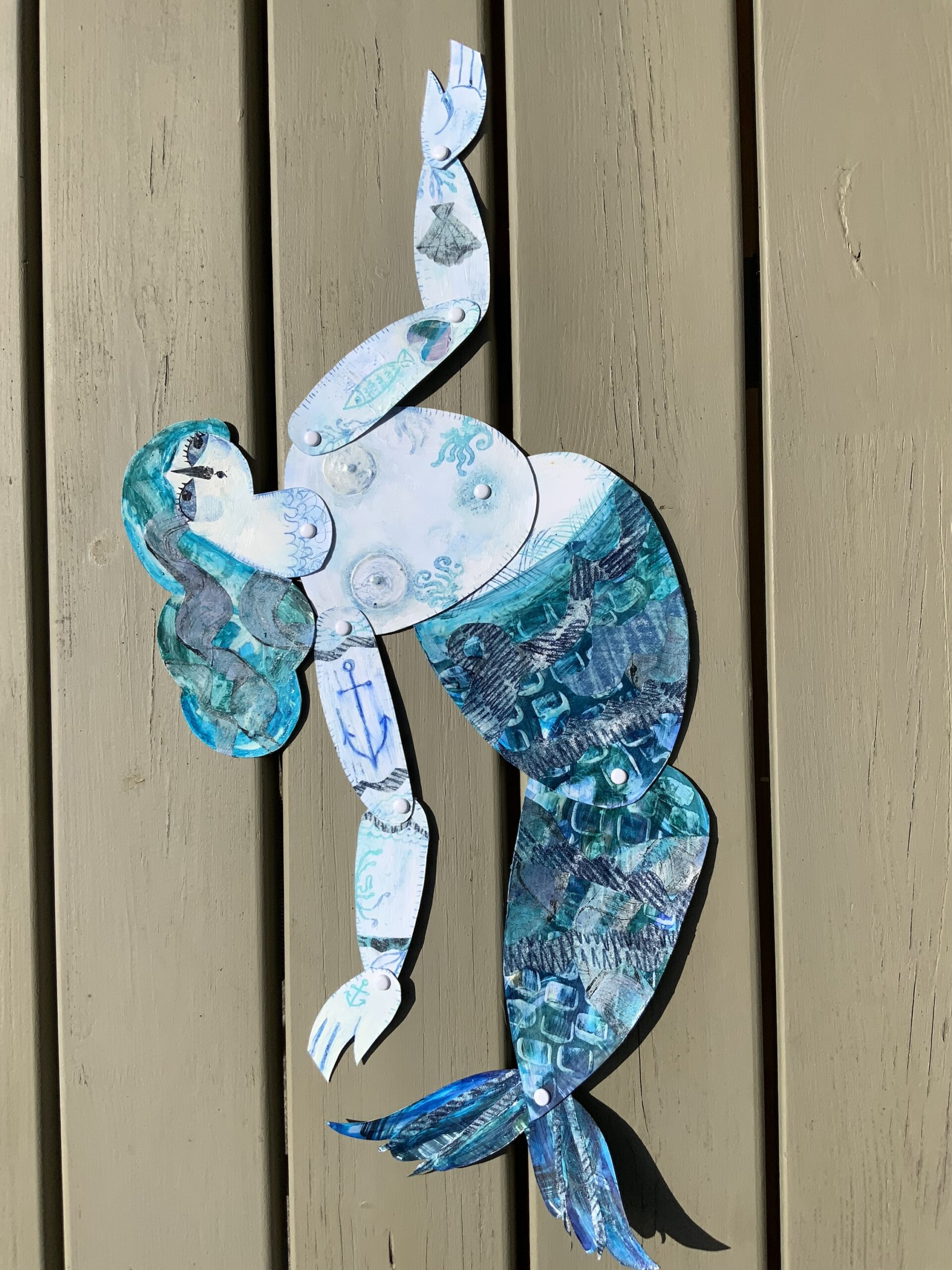 Serena mermaid articulated paper figure