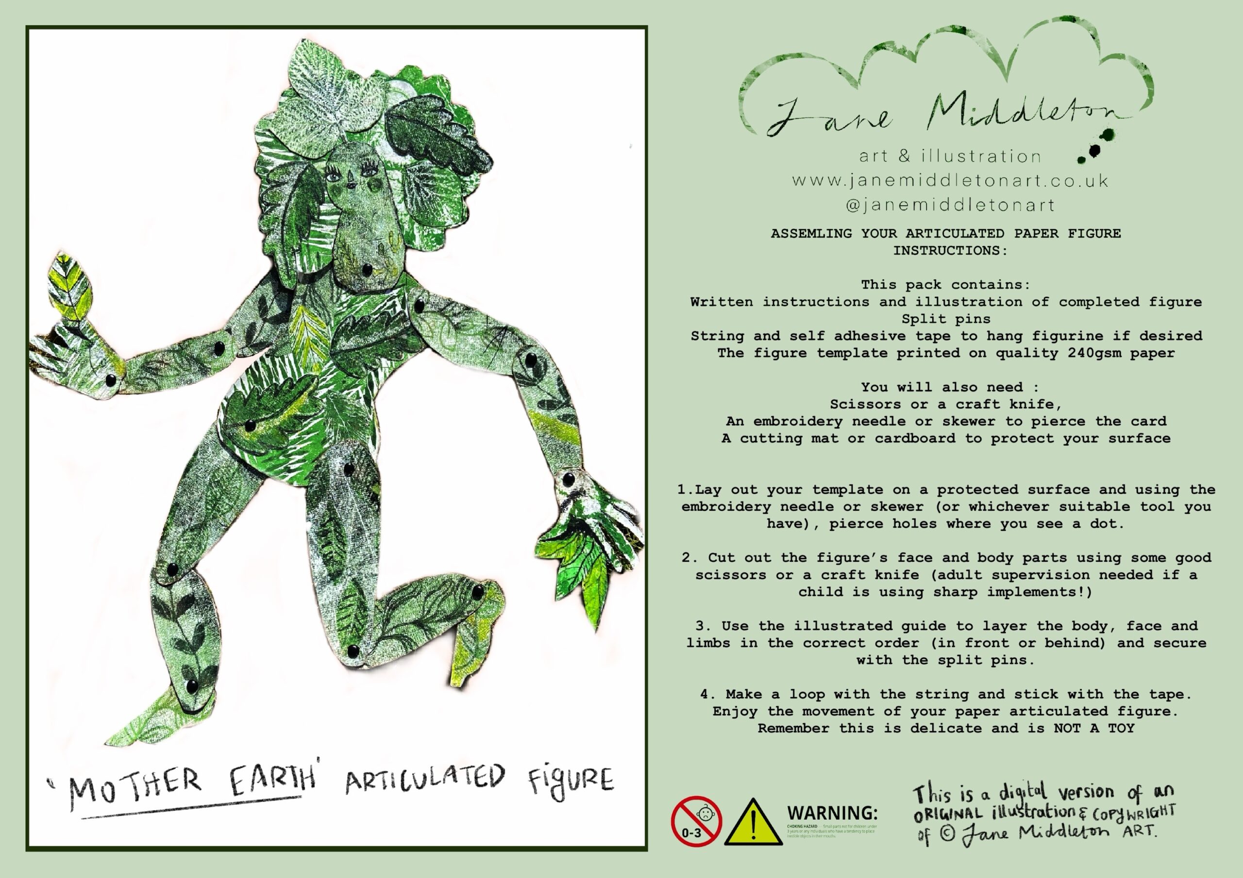 Mother Earth articulated paper figure
