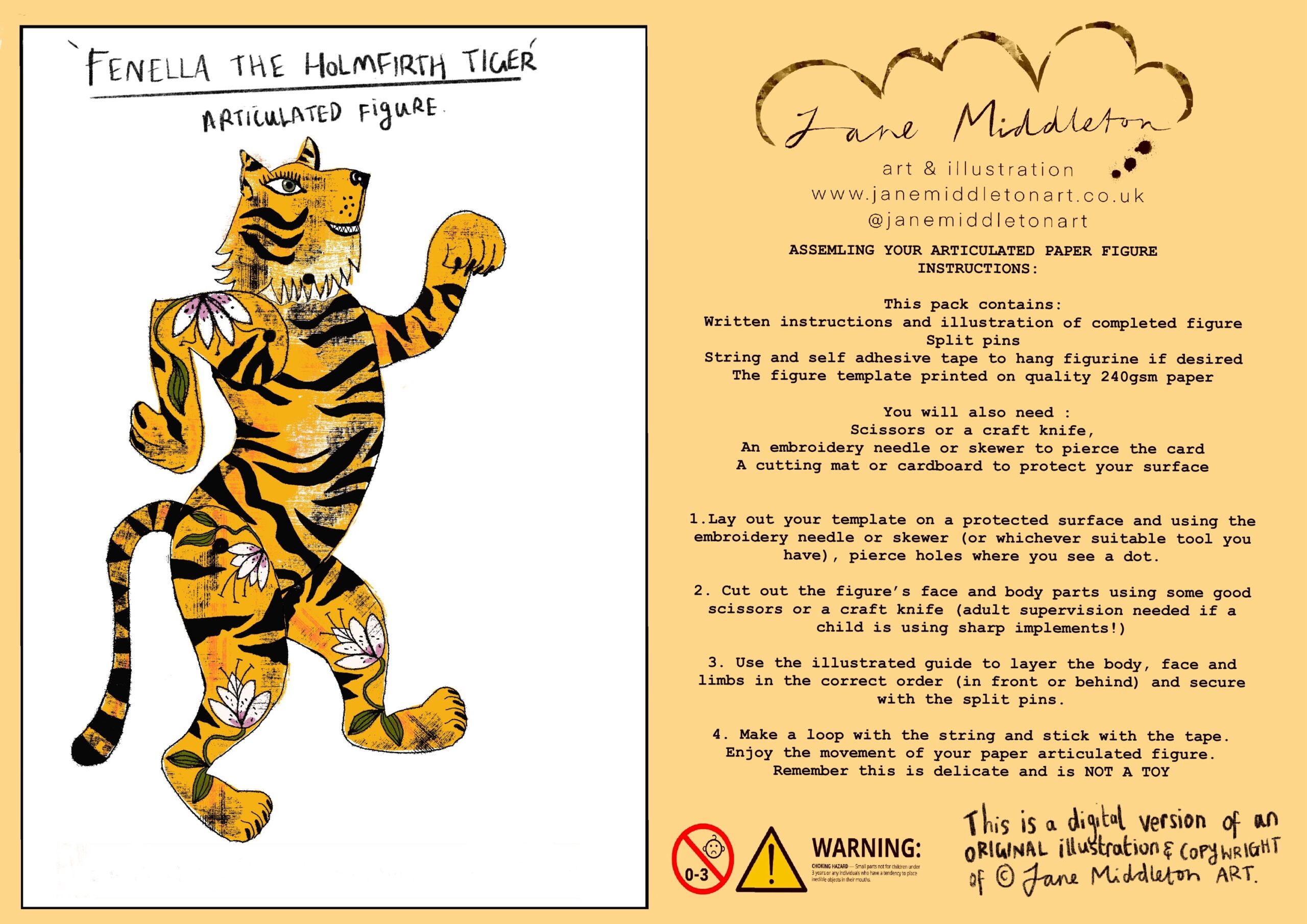 Fenella tiger articulated paper figure