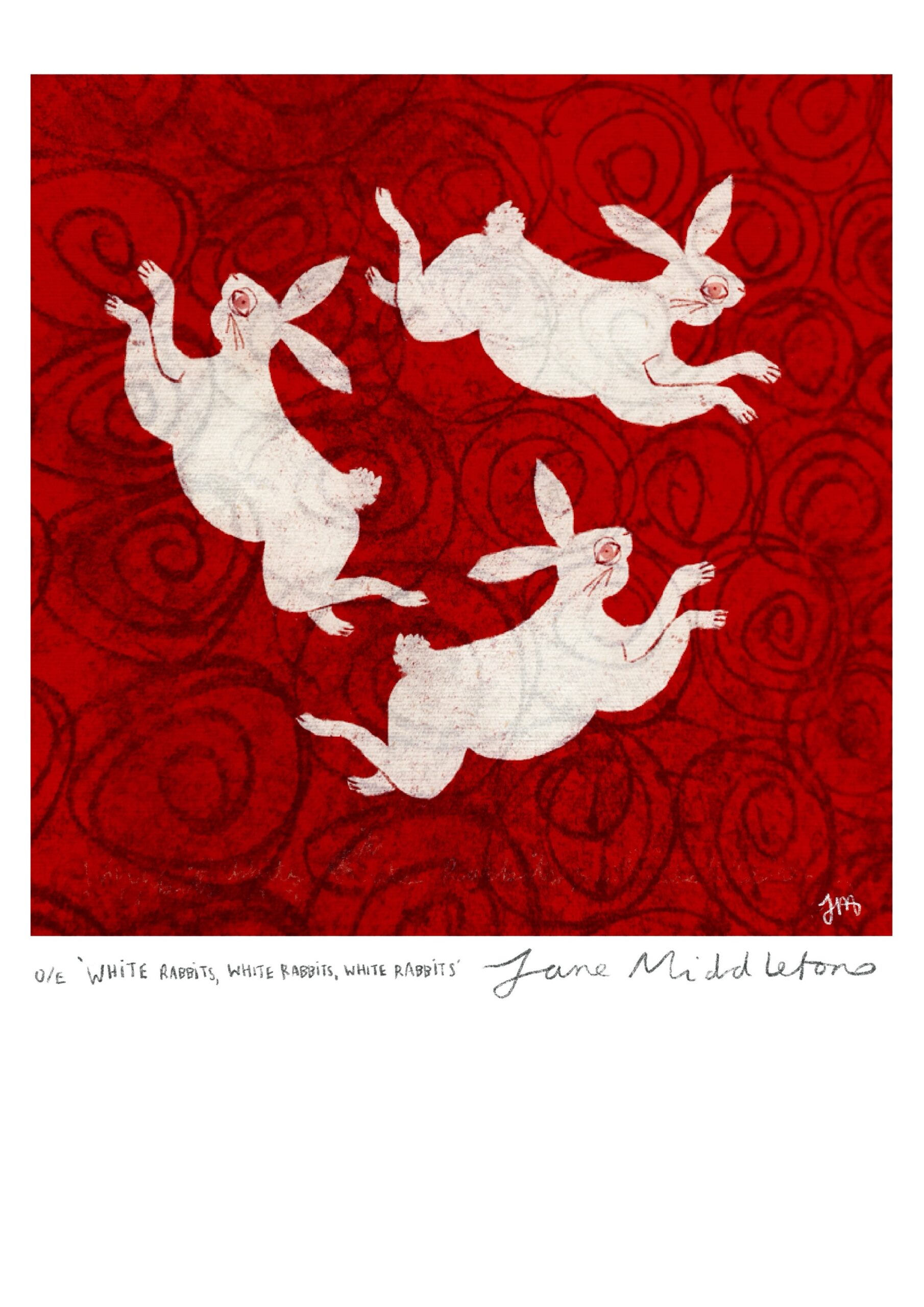 White rabbits, white rabbits white rabbits A4 print