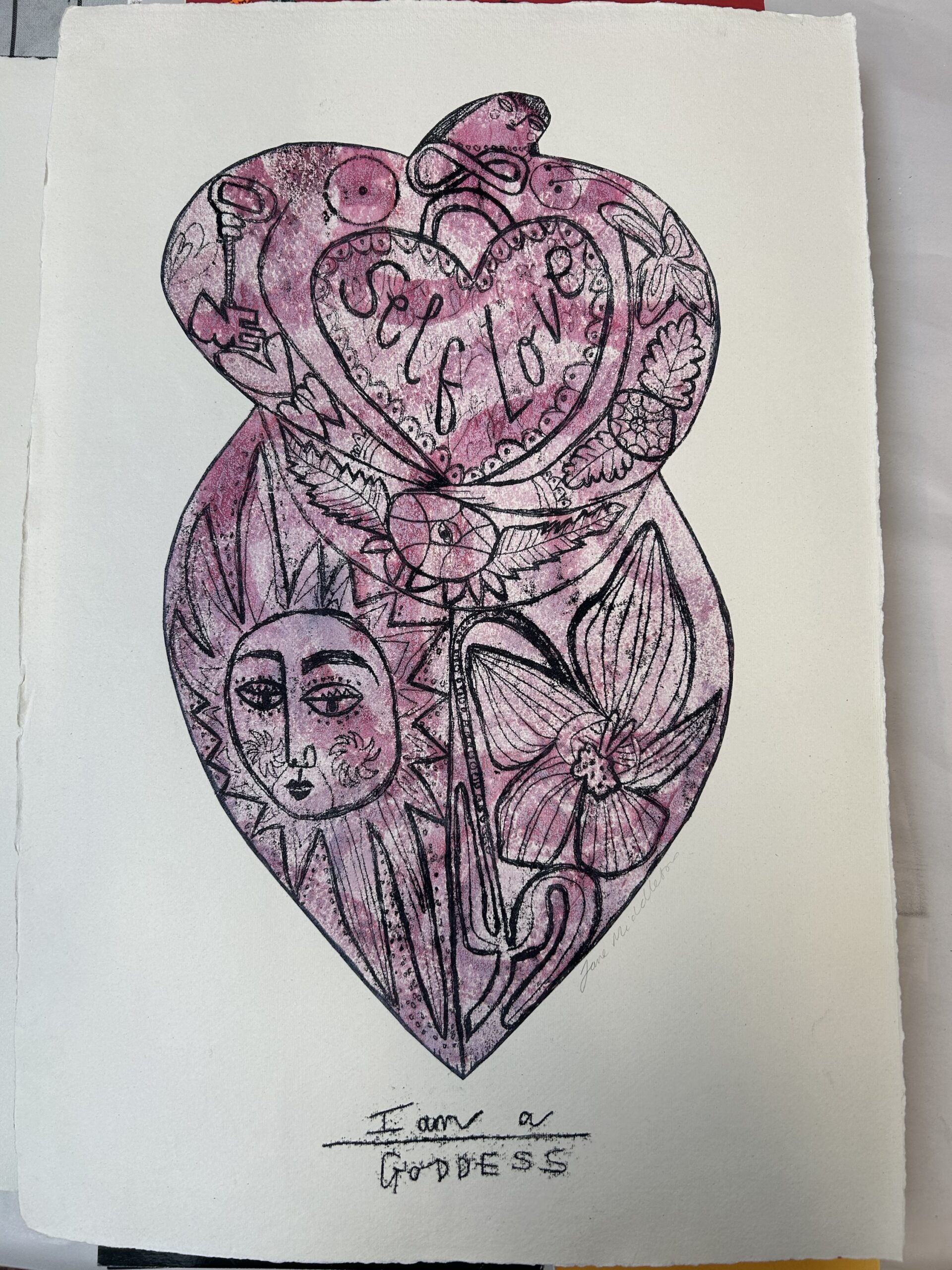 Original monotype goddess of self love - Image 2